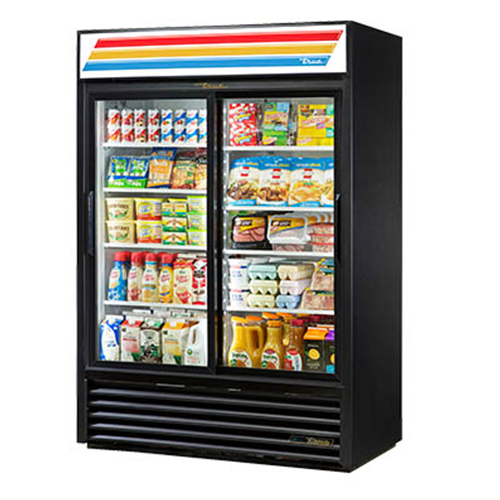 True GDM-47FC-HC-LD is a Floral Merchandiser, two-section, (4) adjustable shelves, laminated vinyl exterior, black interior with stainless steel floor, (2) Low-E thermal glass sliding doors, LED interior lighting, R290 Hydrocarbon refrigerant, 1/2 HP, 115v/60/1, 8.5 amps, NEMA 5-15P, cULus, CE, MADE IN USA 