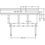 R.S.W. 1515-3-15L Three Compartment Sink With Left Side Drain Board
