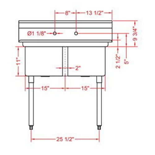 R.S.W 1515-2 Two Compartment Sink
