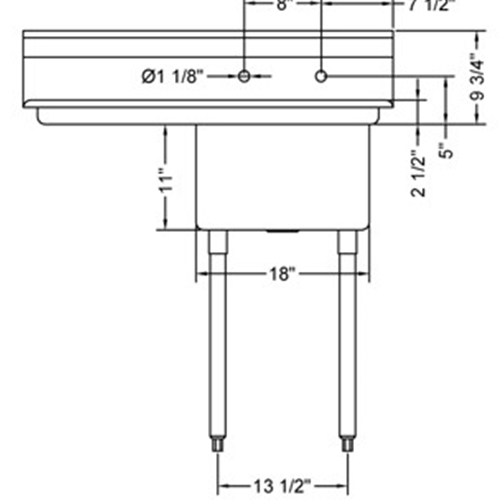 R.S.W 1818-1-18L One Compartment Sink With Left Side Drain Board
