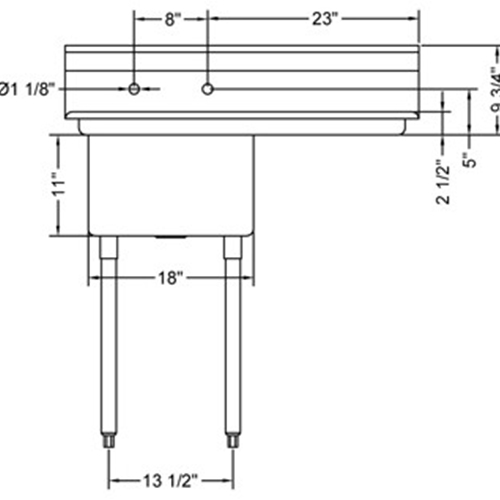 R.S.W 1818-1-18R One Compartment Sink With Right Side Drain Board