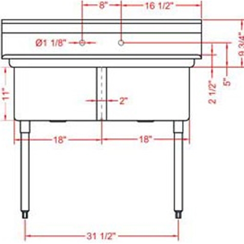 R.S.W 1818-2 Two Compartment Sink