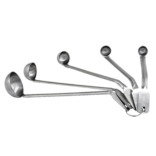 Winco MSL-5S mini measuring ladles 5-Pc set: 1/8 Tsp, 1/4 Tsp, 1/2 Tsp, 1 Tsp, 1 Tbsp.