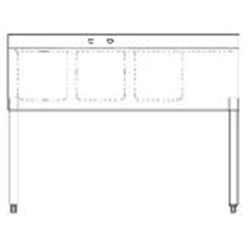 R.S.W. BAR3B48-R Underbar Three Compartment Sink, 12" right drainboard, 4'L