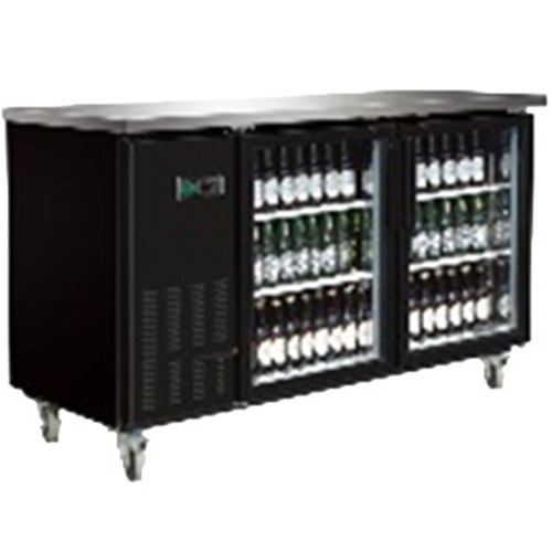 Entree BB-2D-70-G-SI-HC Back Bar Bottle Cooler, 69"W, (2) glass hinged doors, 115v