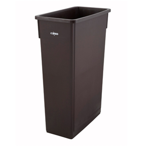 Winco Slender Trash Can, 23 gallon, (lid not included), brown