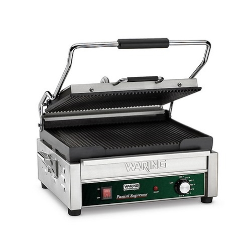 Waring WPG250B Panini Grill, electric, single, 14-1/2" x 11" cooking surface, 208-1
